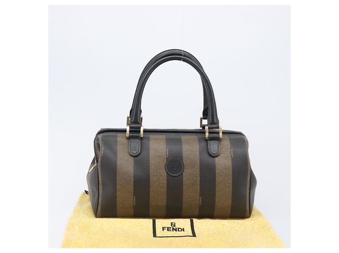 FENDI Pecan Canvas Hand Bag PVC Black Brown - vista 12