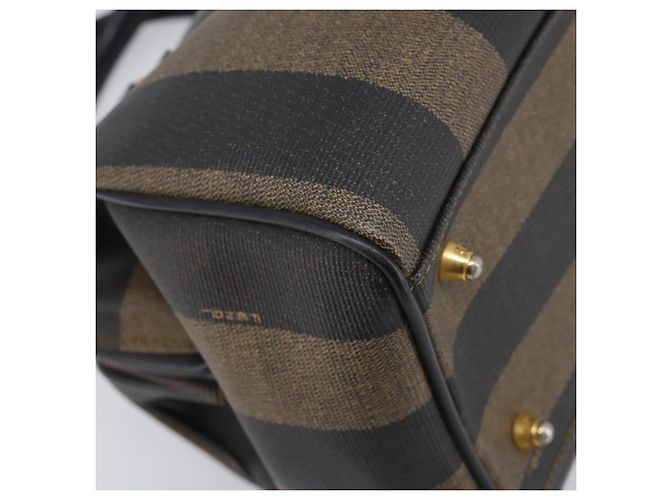 FENDI Pecan Canvas Hand Bag PVC Black Brown - vista 17