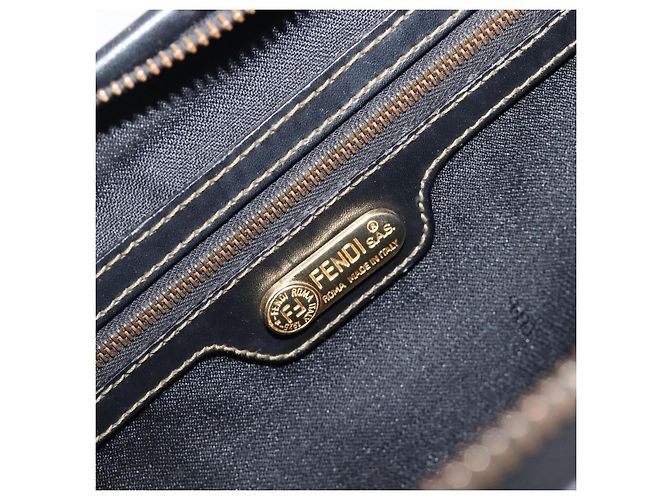 FENDI Pecan Canvas Hand Bag PVC Black Brown - vista 21