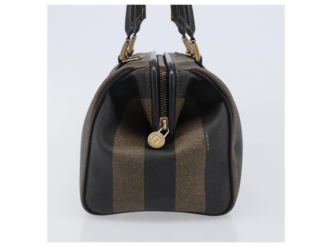 FENDI Pecan Canvas Hand Bag PVC Black Brown - vista 3