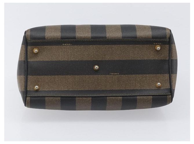 FENDI Pecan Canvas Hand Bag PVC Black Brown - vista 5