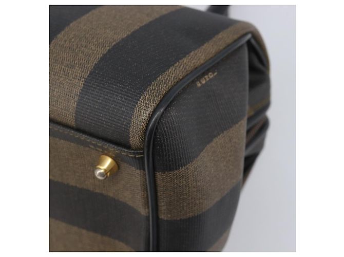 FENDI Pecan Canvas Hand Bag PVC Black Brown - vista 8