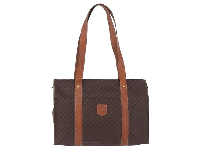 Céline CELINE Macadam Canvas Tote Bag PVC Leather Brown Gold - vista 2