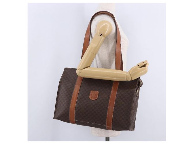 Céline CELINE Macadam Canvas Tote Bag PVC Leather Brown Gold - vista 29