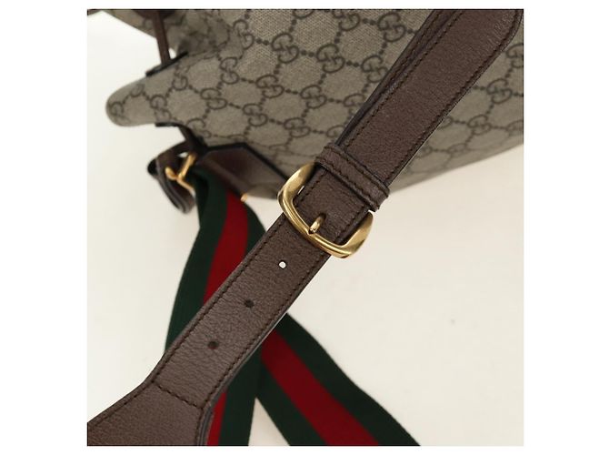 GUCCI GG Supreme Web Sherry Line Backpack PVC Beige Gold 473868 - vista 10