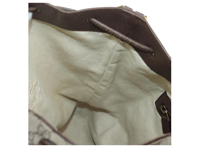 GUCCI GG Supreme Web Sherry Line Backpack PVC Beige Gold 473868 - vista 19