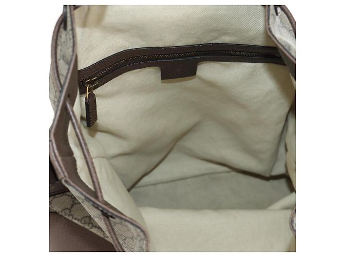 GUCCI GG Supreme Web Sherry Line Backpack PVC Beige Gold 473868 - vista 21