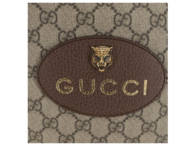 GUCCI GG Supreme Web Sherry Line Backpack PVC Beige Gold 473868 - vista 4