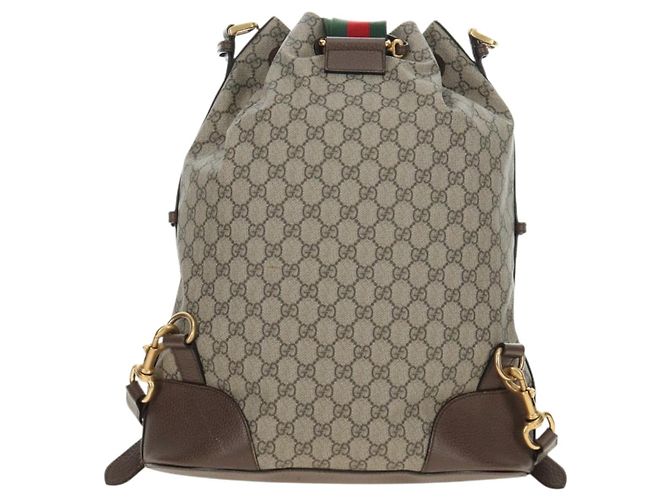 GUCCI GG Supreme Web Sherry Line Backpack PVC Beige Gold 473868 - vista 5