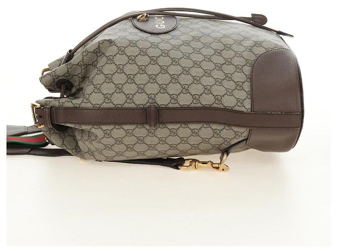 GUCCI GG Supreme Web Sherry Line Backpack PVC Beige Gold 473868 - vista 6