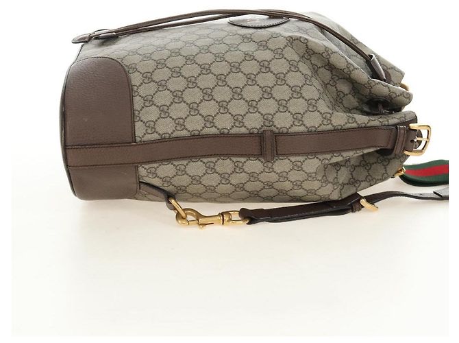GUCCI GG Supreme Web Sherry Line Backpack PVC Beige Gold 473868 - vista 7