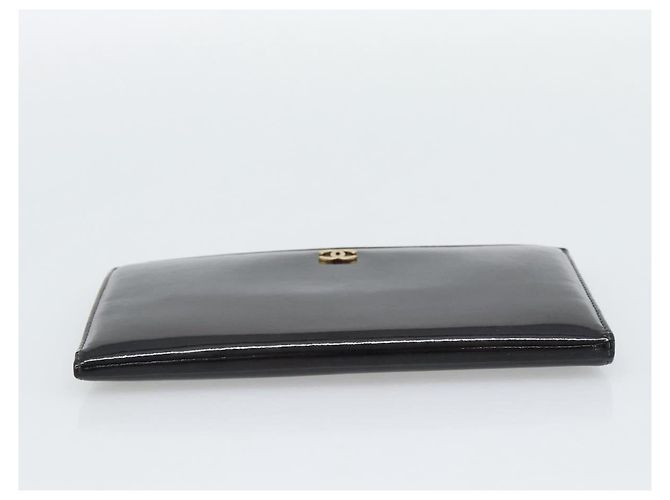 CHANEL Long Wallet Patent leather Black Gold CC - vista 6