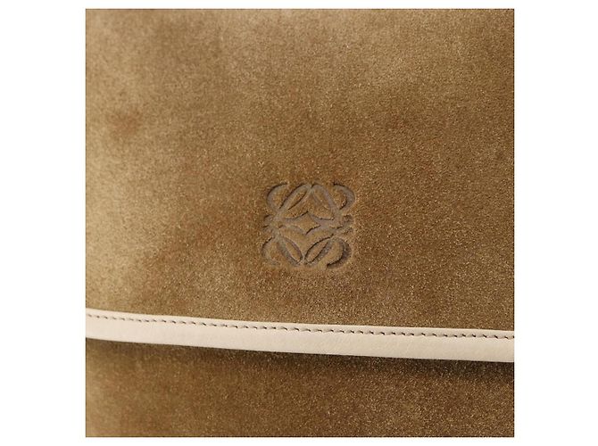 LOEWE Bolsa de ombro em camurça castanha dourada - vista 14