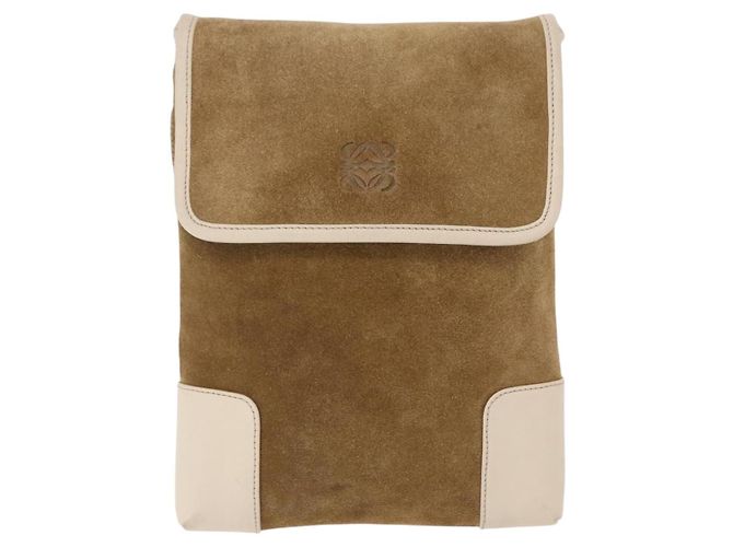LOEWE Bolsa de ombro em camurça castanha dourada - vista 2