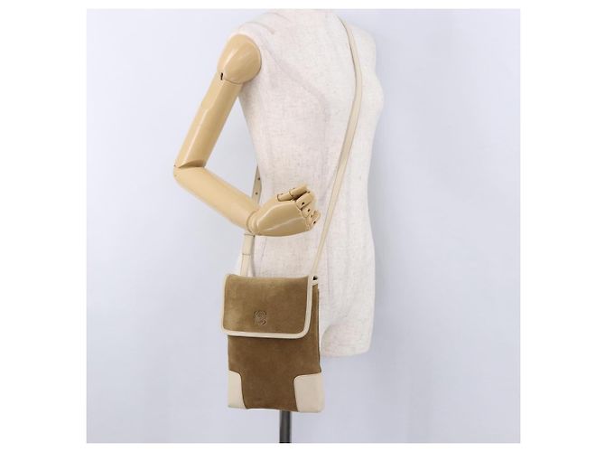 LOEWE Bolsa de ombro em camurça castanha dourada - vista 22
