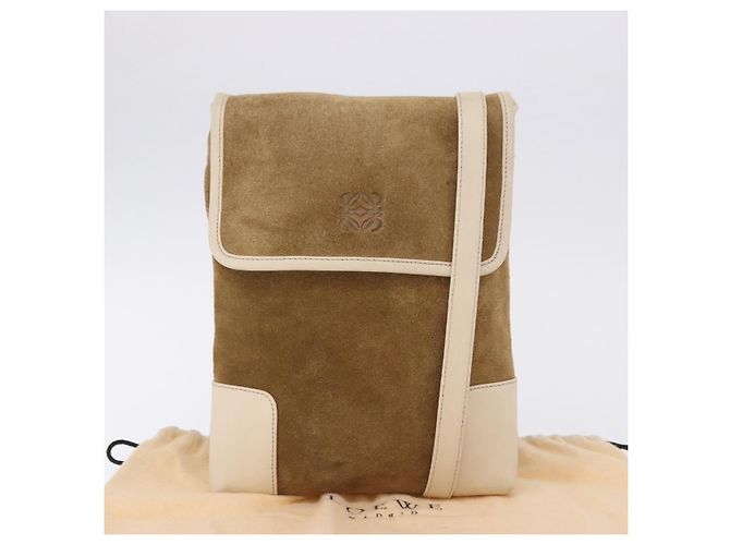 LOEWE Bolsa de ombro em camurça castanha dourada - vista 23