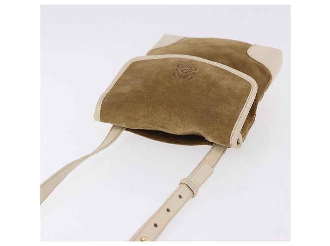 LOEWE Bolsa de ombro em camurça castanha dourada - vista 6