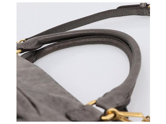 Miu Miu Vitellolux Hand Bag Leather 2way Gray Gold - vista 14
