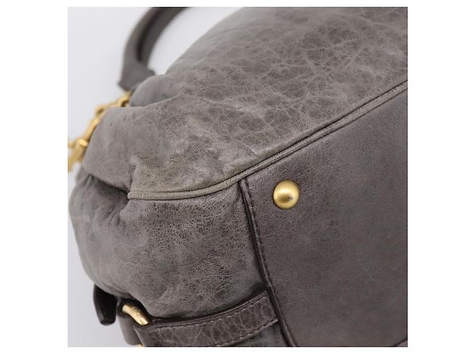 Miu Miu Vitellolux Hand Bag Leather 2way Gray Gold - vista 15