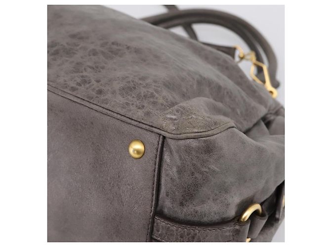 Miu Miu Vitellolux Hand Bag Leather 2way Gray Gold - vista 16