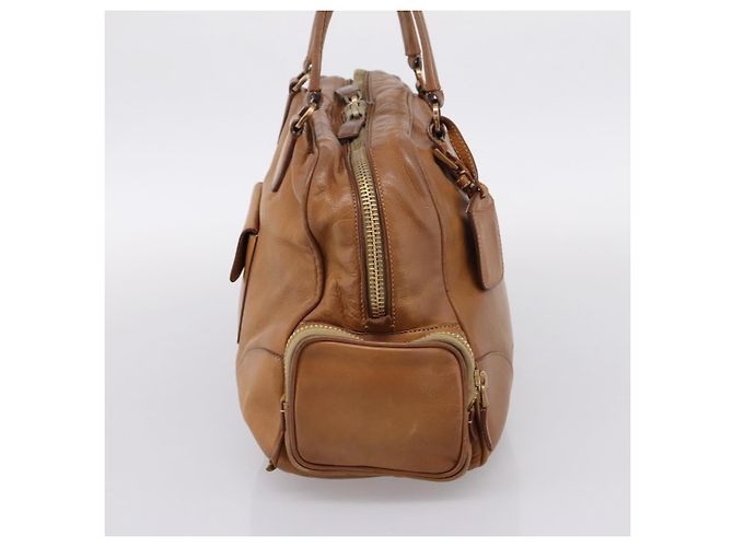 PRADA Tote Bag Piel Beige Oro - vista 3