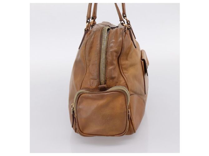 PRADA Tote Bag Piel Beige Oro - vista 4