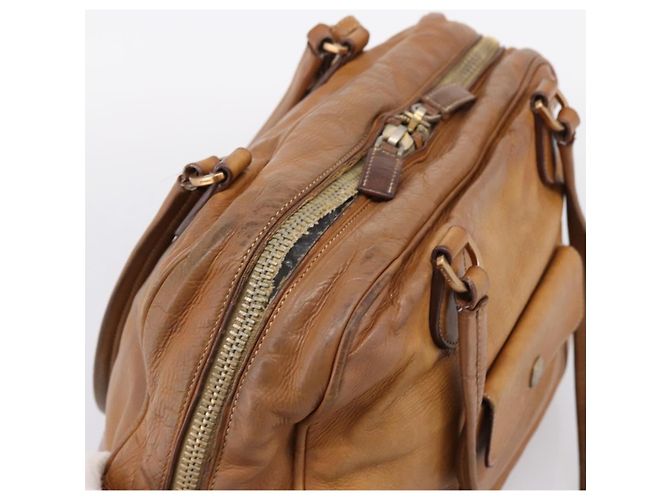 PRADA Tote Bag Piel Beige Oro - vista 6