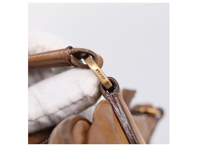 PRADA Tote Bag Piel Beige Oro - vista 9