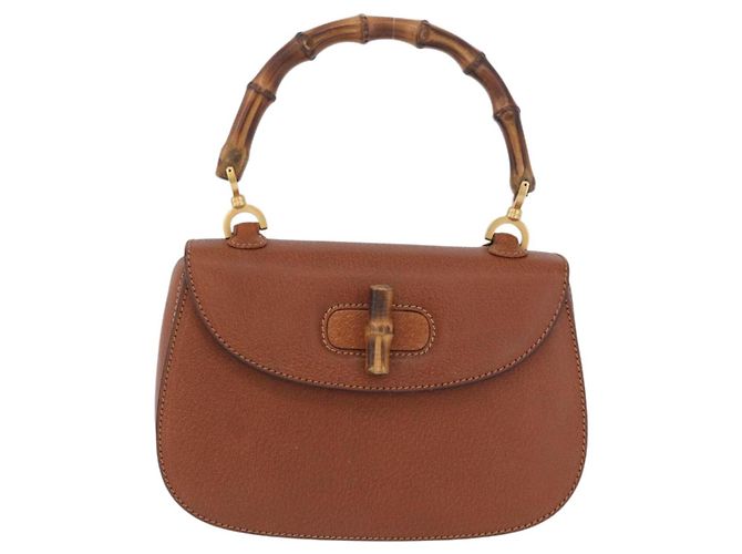 GUCCI Bamboo Hand Bag Leather Brown Gold 000 46 0188 - vista 13