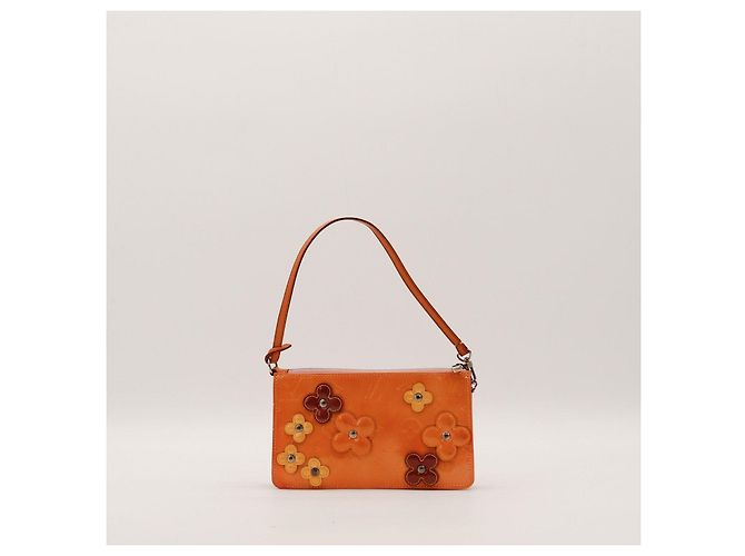 Louis Vuitton Monogram Vernis Murakami Cherry Blossom Pochette Marron Orange Jaune - vue 3