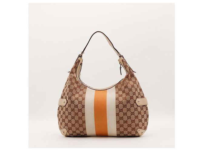 Borsa Hobo Gucci in tela monogram con strisce Beige Arancione Monogramma - vista 3