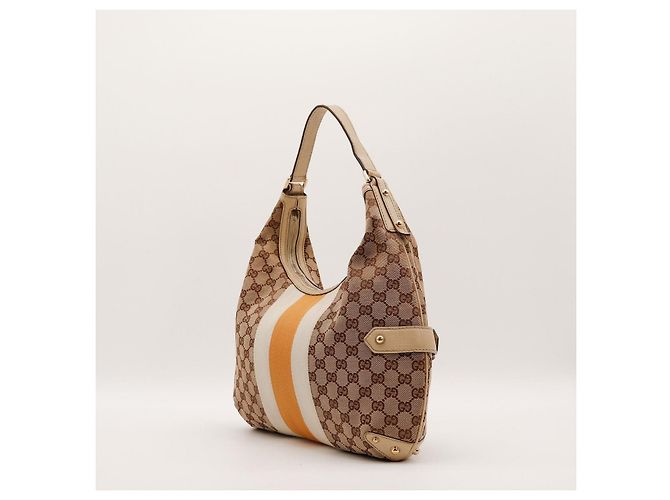 Borsa Hobo Gucci in tela monogram con strisce Beige Arancione Monogramma - vista 4
