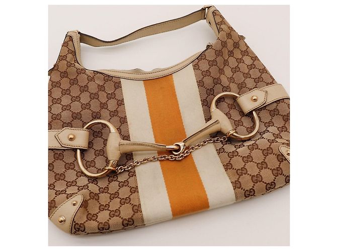 Borsa Hobo Gucci in tela monogram con strisce Beige Arancione Monogramma - vista 6