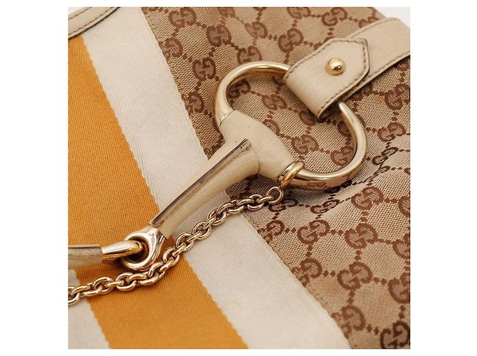 Borsa Hobo Gucci in tela monogram con strisce Beige Arancione Monogramma - vista 7
