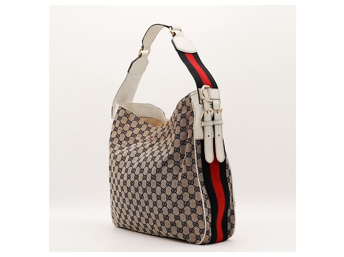 Gucci Hobo-Bag aus Monogramm-Canvas Weiß Rot Beige Dunkelblau - Ansicht 2