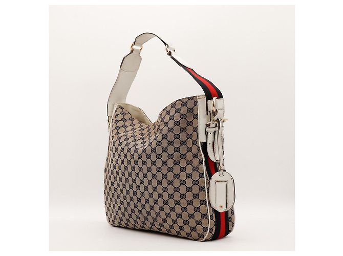 Gucci Hobo-Bag aus Monogramm-Canvas Weiß Rot Beige Dunkelblau - Ansicht 4