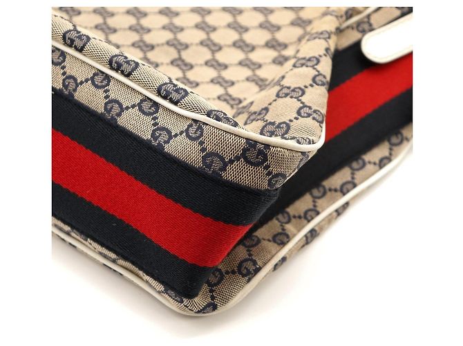 Gucci Hobo-Bag aus Monogramm-Canvas Weiß Rot Beige Dunkelblau - Ansicht 9