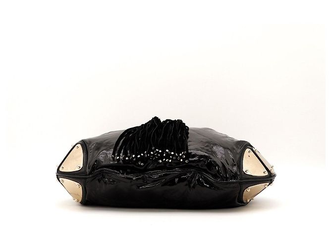 Bamboo Borsa Hobo Gucci in pelle verniciata nera con nappina in bambù Nero - vista 5