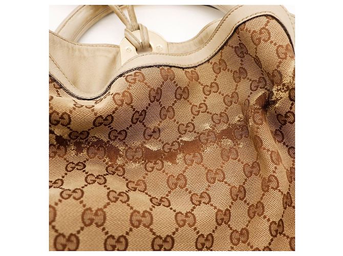 Bamboo Gucci Monogram Canvas Hobo-Tasche mit Quasten Braun Beige - Ansicht 5