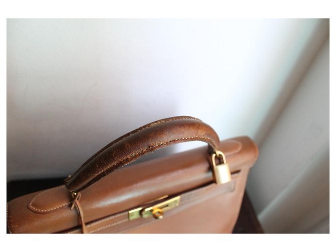 Hermès Kelly 32 Sellier Couro Epsom Gold Marrom - vista 10