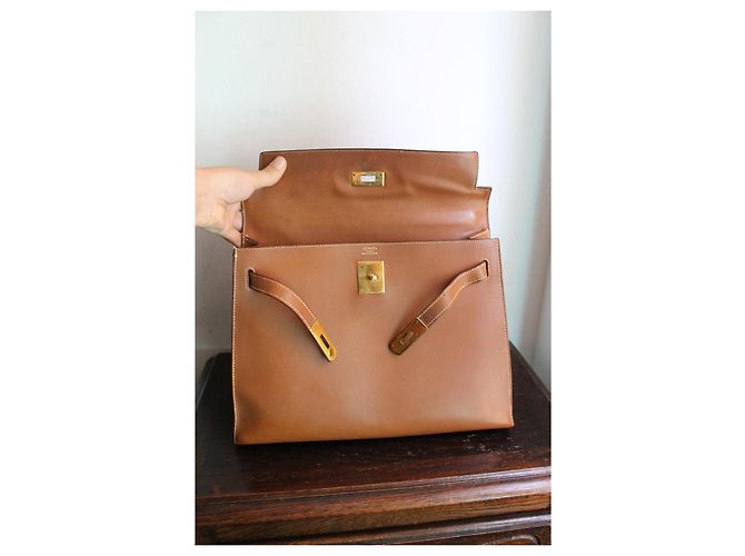 Hermès Kelly 32 Sellier Couro Epsom Gold Marrom - vista 12