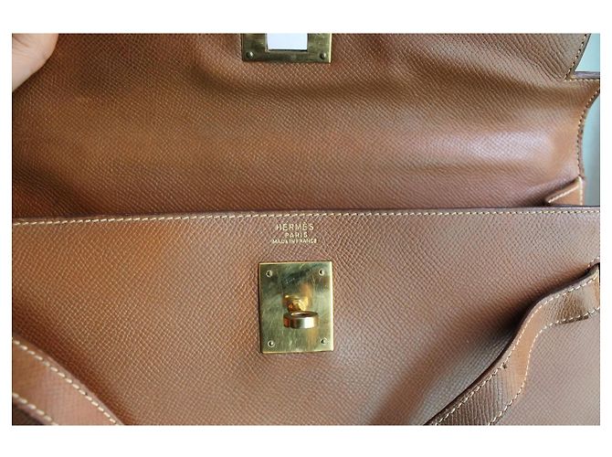 Hermès Kelly 32 Sellier Couro Epsom Gold Marrom - vista 13