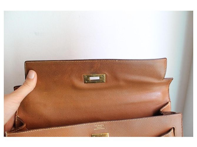Hermès Kelly 32 Sellier Couro Epsom Gold Marrom - vista 14
