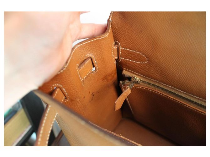 Hermès Kelly 32 Sellier Couro Epsom Gold Marrom - vista 16