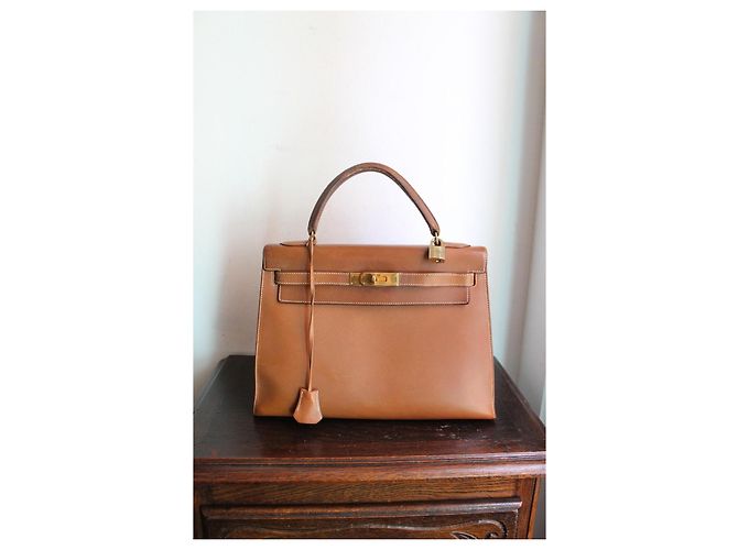 Hermès Kelly 32 Sellier Couro Epsom Gold Marrom - vista 3