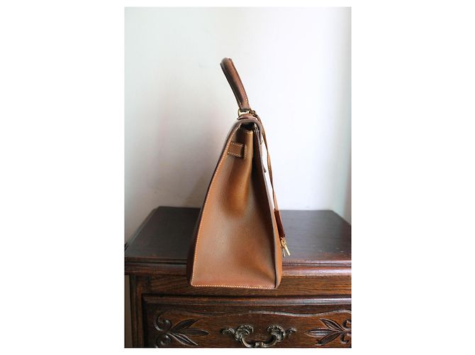 Hermès Kelly 32 Sellier Couro Epsom Gold Marrom - vista 9