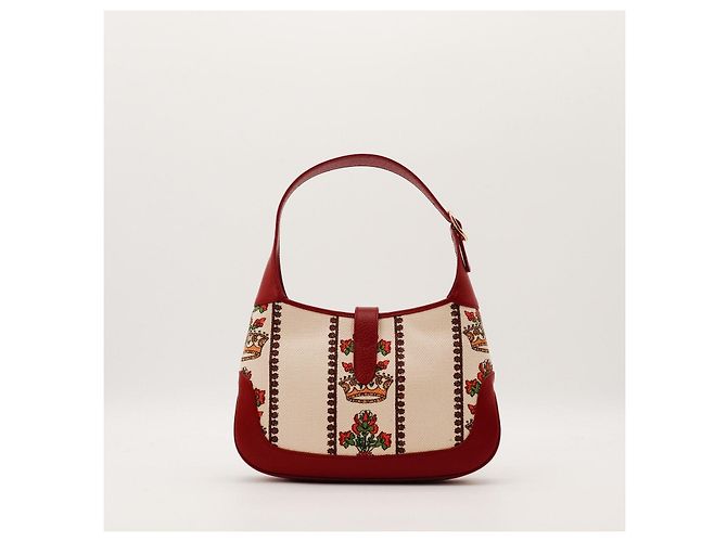 Borsa Hobo Piccola Gucci Jackie 1961 in Pelle e Tela Rossa - vista 3