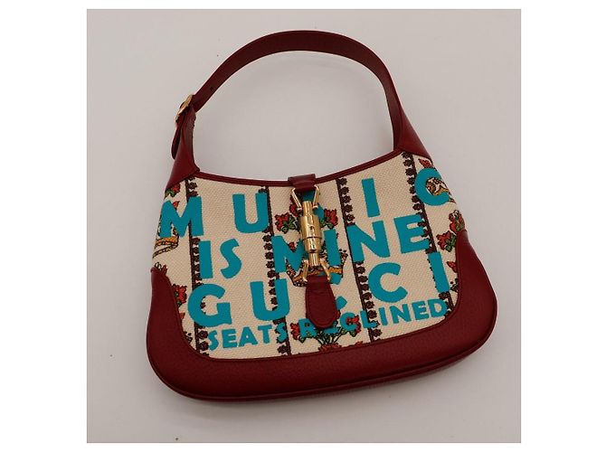 Borsa Hobo Piccola Gucci Jackie 1961 in Pelle e Tela Rossa - vista 6