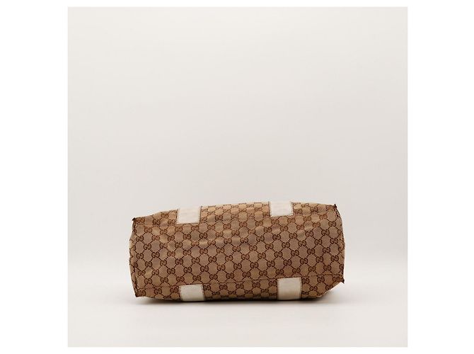 Bamboo Saco Tote Gucci Monogram Canvas Marrom Bege - vista 5
