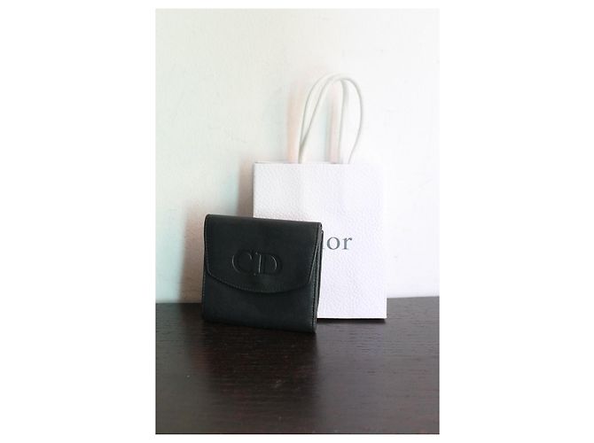 Dior 30 Montaigne Wallet Navy Blue Leather Black - view 4